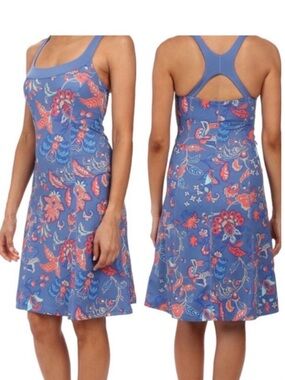 The North Face Women’s Athletic Dress Blue Floral Racerback Built-In Bra Size L